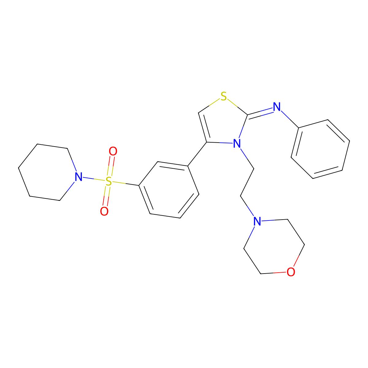 N-[(2Z)-3-[2-(morpholin-4-yl)ethyl]-4-[3-(piperidin-1-ylsulfonyl)phenyl]-1,3-thiazol-2(3H)-ylidene]aniline molecular structure, CAS 845986-83-6