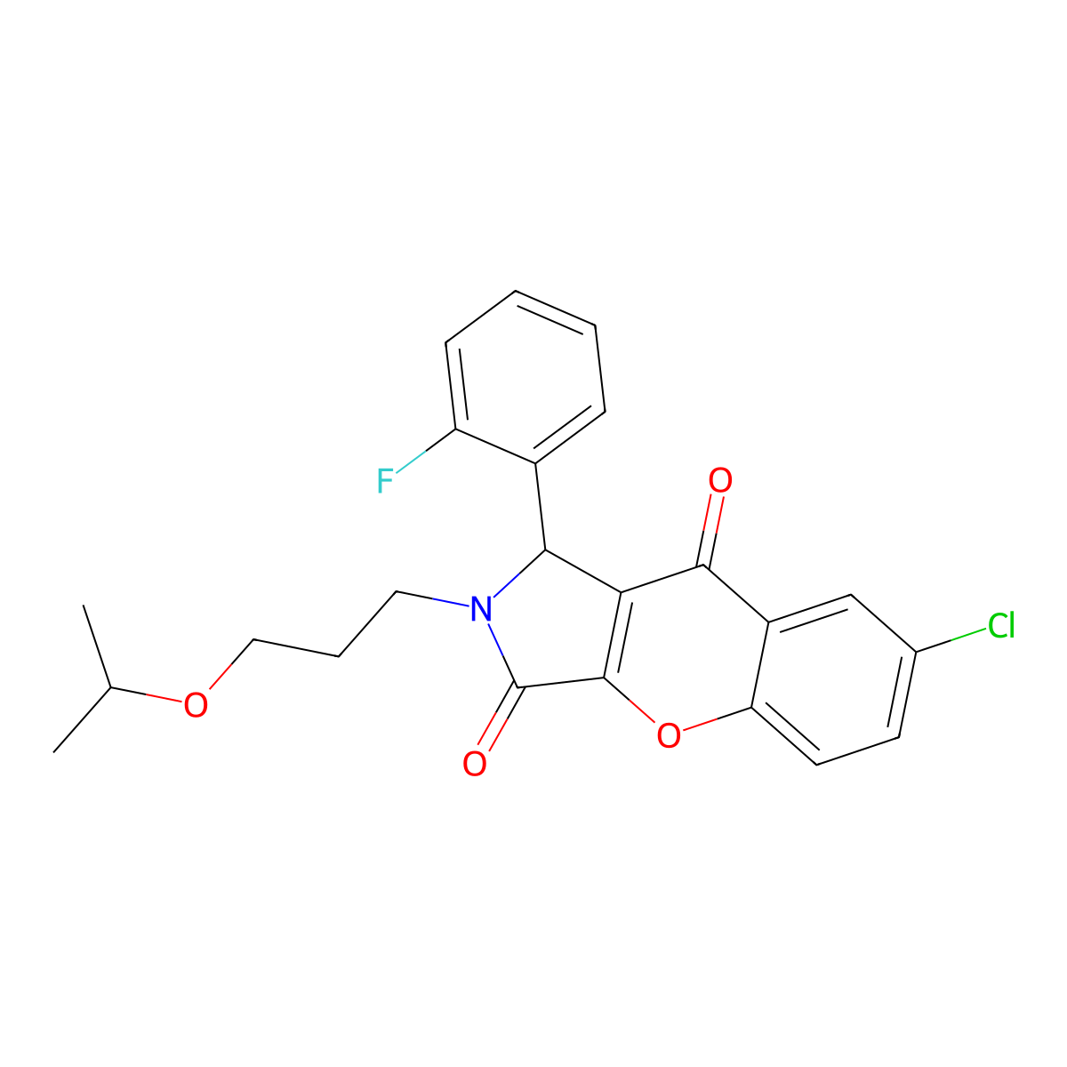 7-Chloro-1-(2-fluorophenyl)-2-(3-isopropoxypropyl)-1,2-dihydrochromeno[2,3-c]pyrrole-3,9-dione molecular structure, CAS 845987-19-1