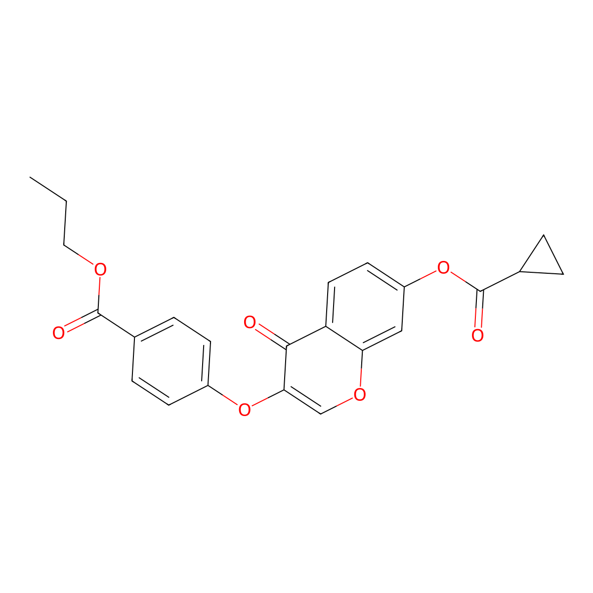 Propyl 4-[7-(cyclopropanecarbonyloxy)-4-oxochromen-3-yl]oxybenzoate molecular structure, CAS 845987-51-1
