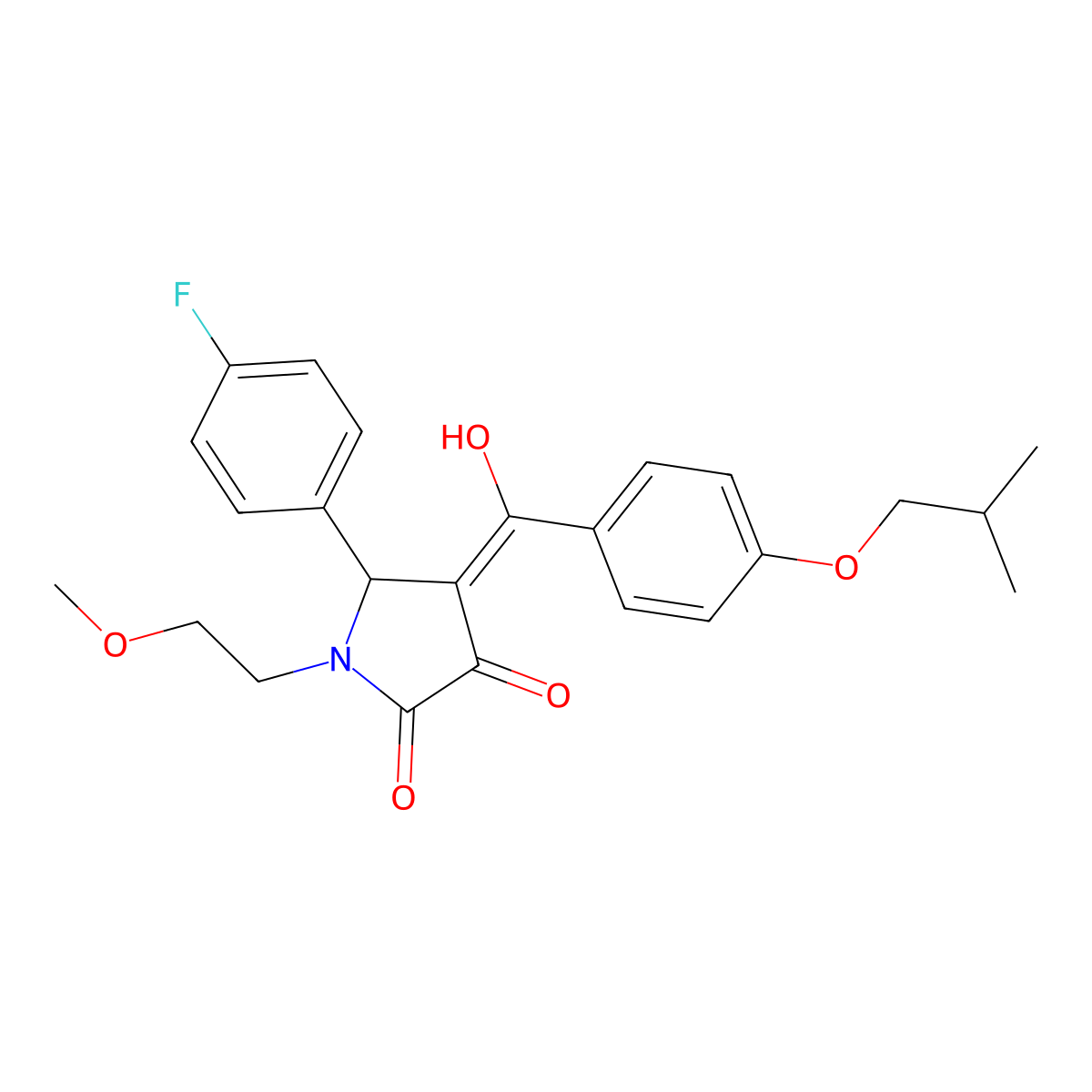 5-(4-fluorophenyl)-3-hydroxy-1-(2-methoxyethyl)-4-[4-(2-methylpropoxy)benzoyl]-2,5-dihydro-1H-pyrrol-2-one molecular structure, CAS 845988-39-8