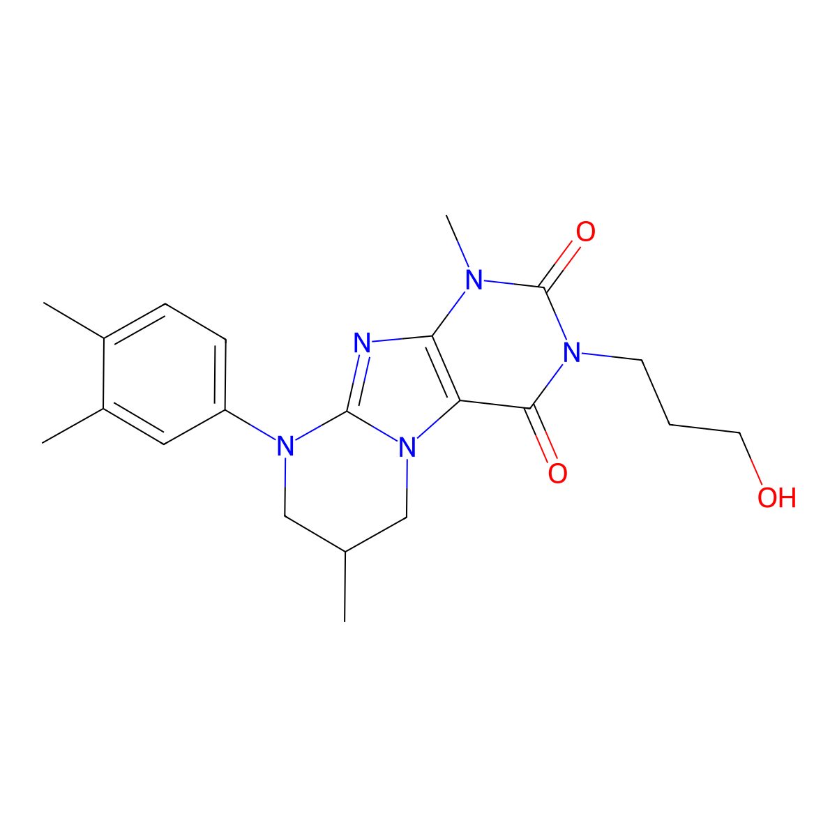 9-(3,4-dimethylphenyl)-3-(3-hydroxypropyl)-1,7-dimethyl-7,8-dihydro-6H-purino[7,8-a]pyrimidine-2,4-dione molecular structure, CAS 845988-47-8