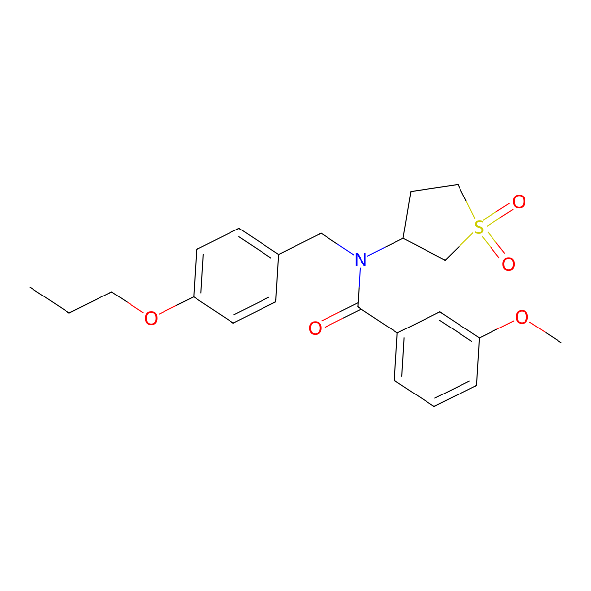 N-(1,1-dioxidotetrahydrothiophen-3-yl)-3-methoxy-N-(4-propoxybenzyl)benzamide molecular structure, CAS 845988-67-2