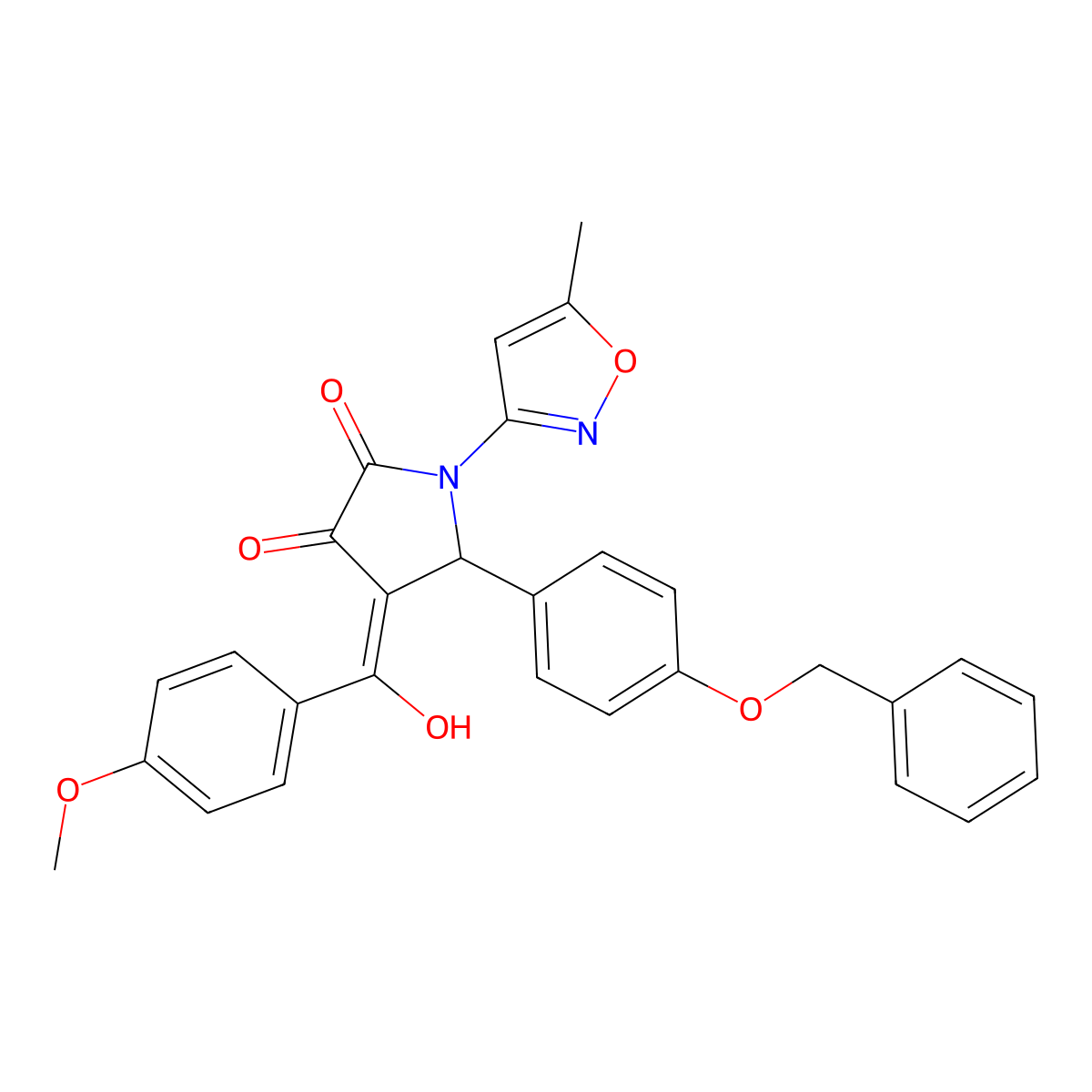 5-[4-(benzyloxy)phenyl]-3-hydroxy-4-(4-methoxybenzoyl)-1-(5-methyl-1,2-oxazol-3-yl)-2,5-dihydro-1H-pyrrol-2-one molecular structure, CAS 845989-13-1