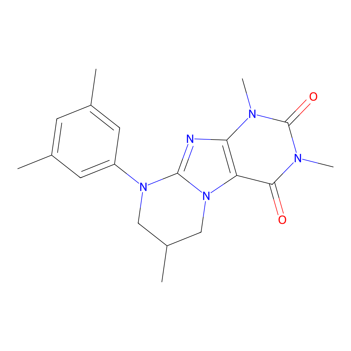 9-(3,5-dimethylphenyl)-1,3,7-trimethyl-7,8-dihydro-6H-purino[7,8-a]pyrimidine-2,4-dione molecular structure, CAS 845989-73-3