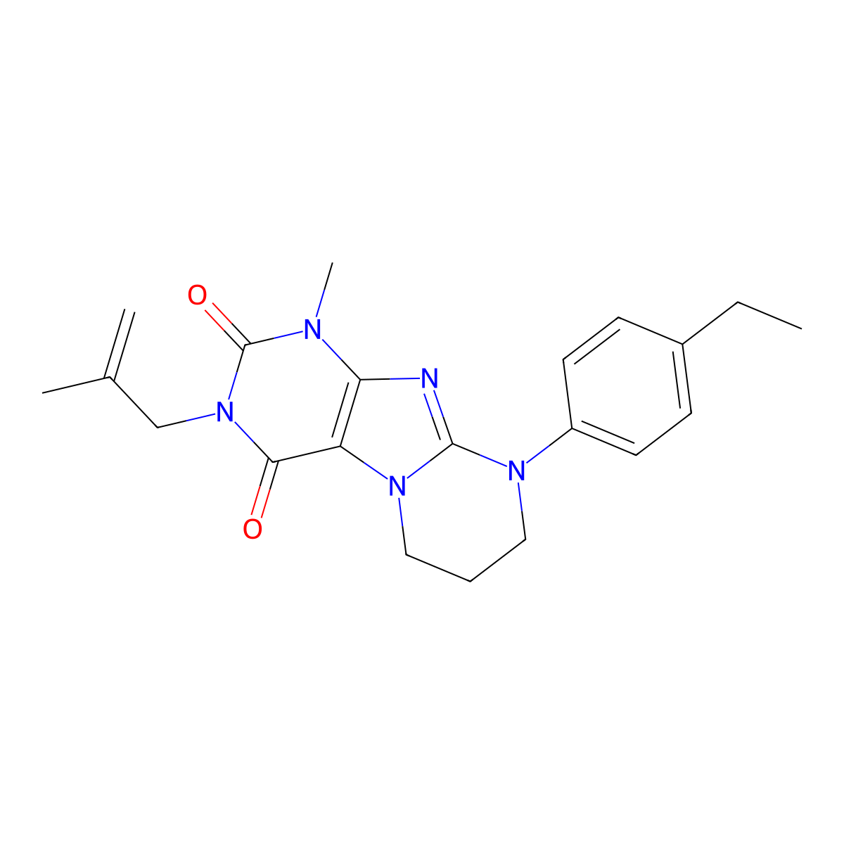 9-(4-ethylphenyl)-1-methyl-3-(2-methylprop-2-enyl)-7,8-dihydro-6H-purino[7,8-a]pyrimidine-2,4-dione molecular structure, CAS 845989-89-1