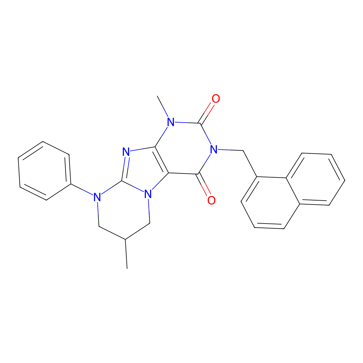 1,7-dimethyl-3-(naphthalen-1-ylmethyl)-9-phenyl-7,8-dihydro-6H-purino[7,8-a]pyrimidine-2,4-dione molecular structure, CAS 845990-99-0