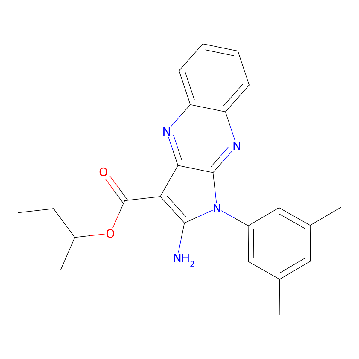 Butan-2-yl 2-amino-1-(3,5-dimethylphenyl)pyrrolo[3,2-b]quinoxaline-3-carboxylate molecular structure, CAS 845991-74-4