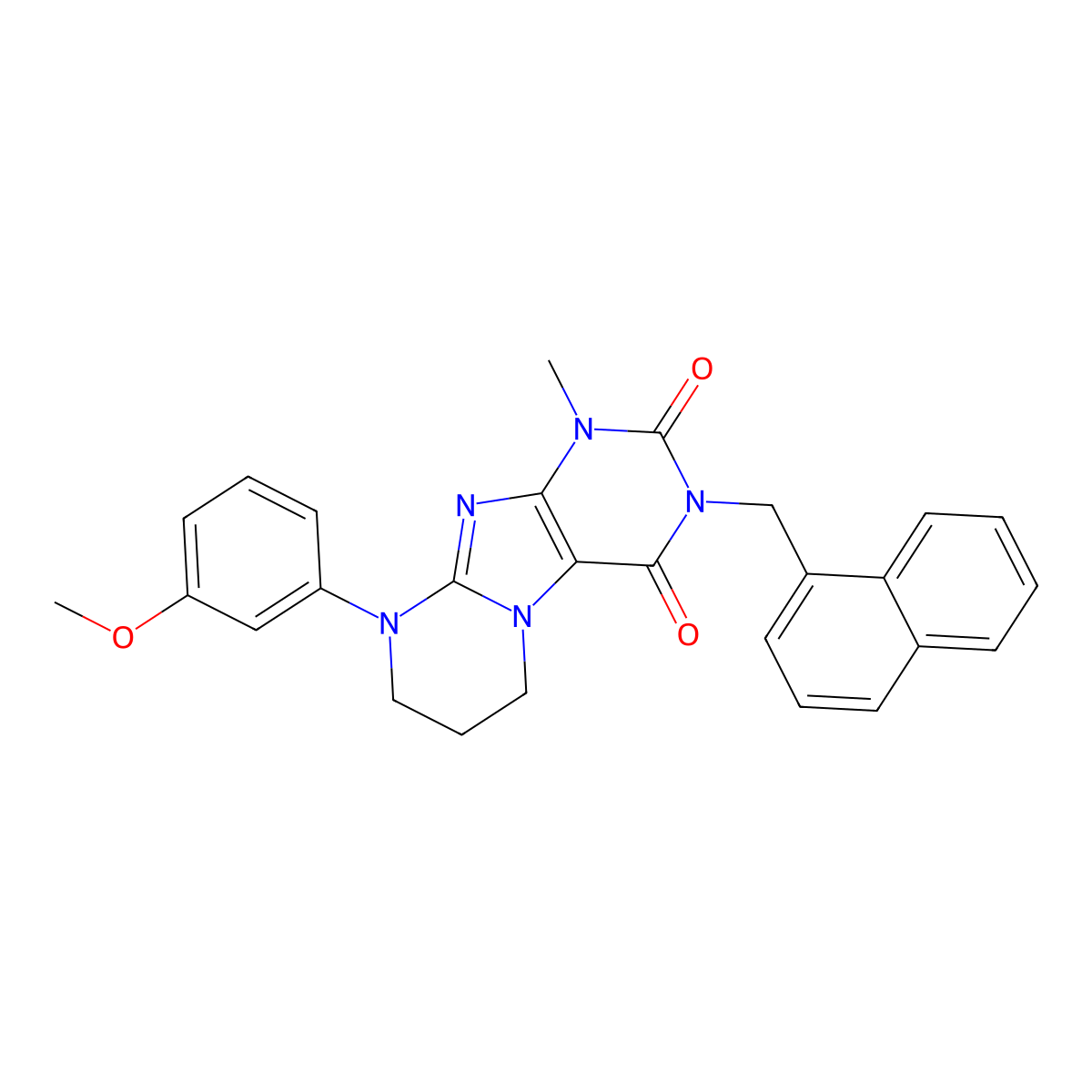 9-(3-methoxyphenyl)-1-methyl-3-(naphthalen-1-ylmethyl)-7,8-dihydro-6H-purino[7,8-a]pyrimidine-2,4-dione molecular structure, CAS 845991-82-4