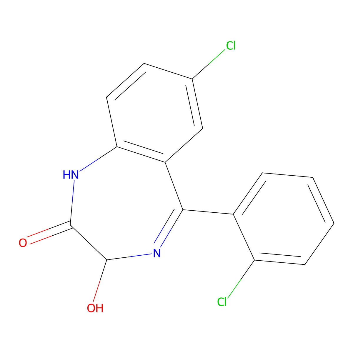 Lorazepam molecular structure, CAS 846-49-1