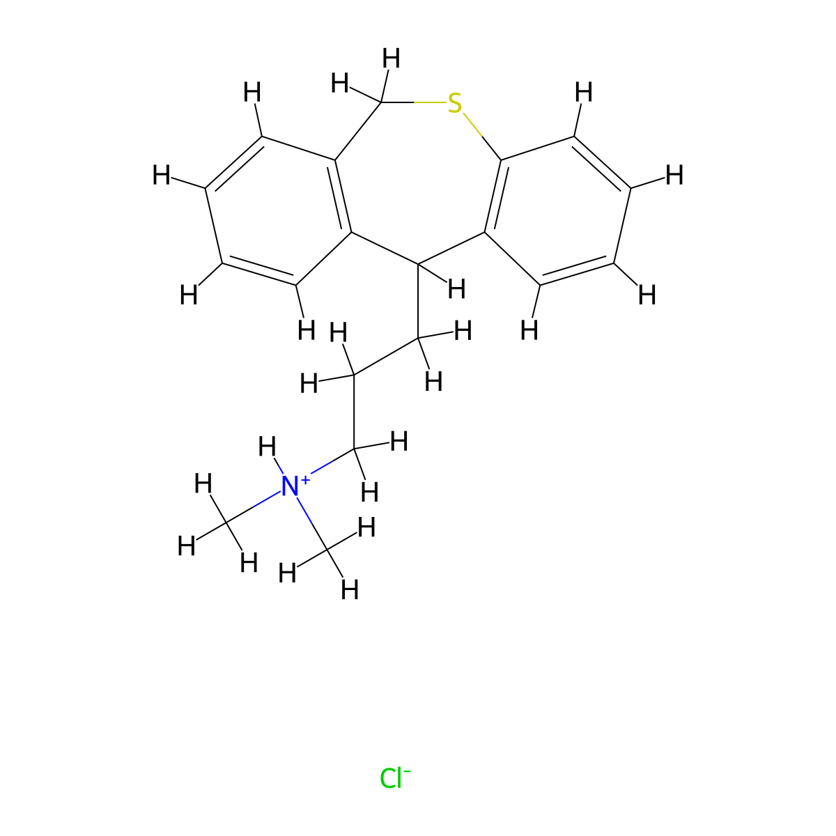 Dibenzo(b,e)thiepin-11-propylamine, 6,11-dihydro-N,N-dimethyl-, hydrochloride, hydrate (2:2:1) molecular structure, CAS 846-54-8