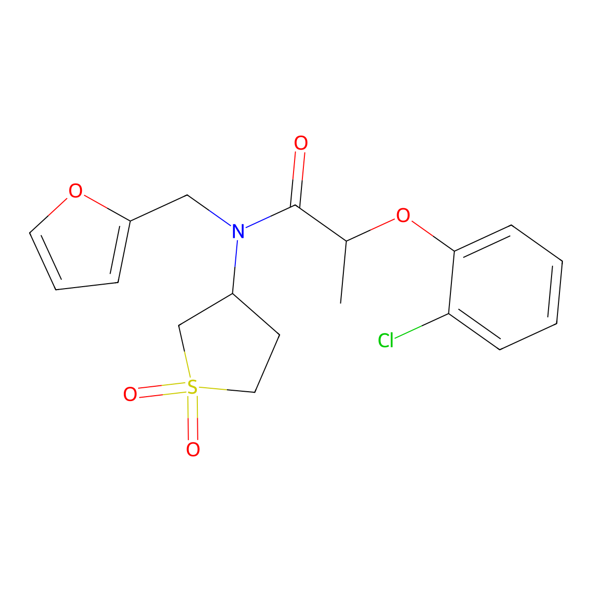 2-(2-chlorophenoxy)-N-(1,1-dioxidotetrahydrothiophen-3-yl)-N-(furan-2-ylmethyl)propanamide molecular structure, CAS 846025-15-8