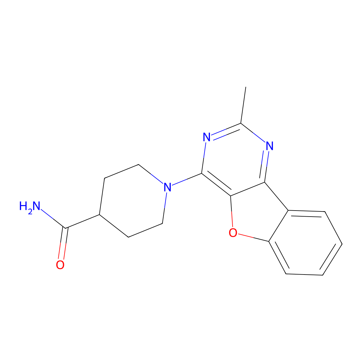 1-(2-Methylbenzofuro[3,2-d]pyrimidin-4-yl)piperidine-4-carboxamide molecular structure, CAS 846025-95-4