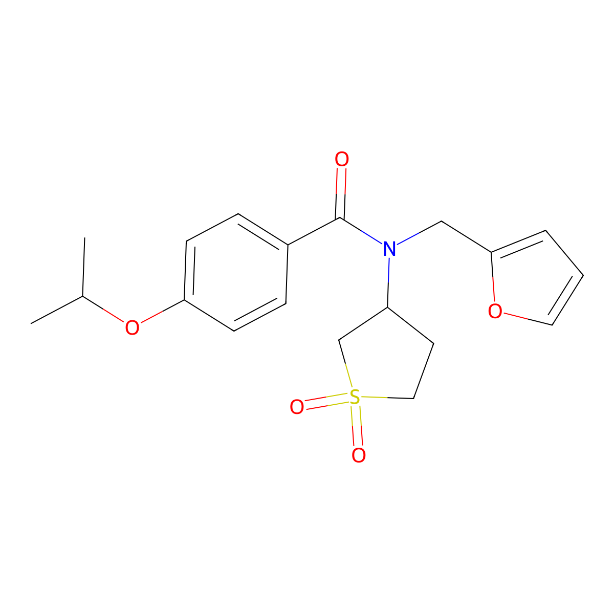 N-(1,1-dioxidotetrahydrothiophen-3-yl)-N-(furan-2-ylmethyl)-4-(propan-2-yloxy)benzamide molecular structure, CAS 846026-15-1