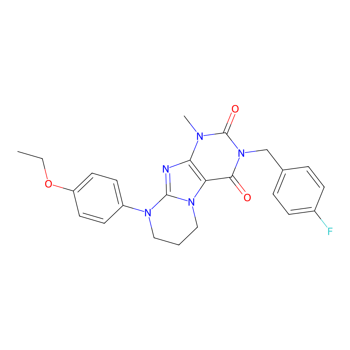 9-(4-ethoxyphenyl)-3-(4-fluorobenzyl)-1-methyl-6,7,8,9-tetrahydropyrimido[2,1-f]purine-2,4(1H,3H)-dione molecular structure, CAS 846026-33-3