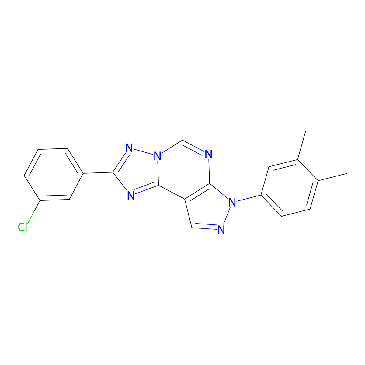 2-(3-chlorophenyl)-7-(3,4-dimethylphenyl)-7H-pyrazolo[4,3-e][1,2,4]triazolo[1,5-c]pyrimidine molecular structure, CAS 846026-86-6