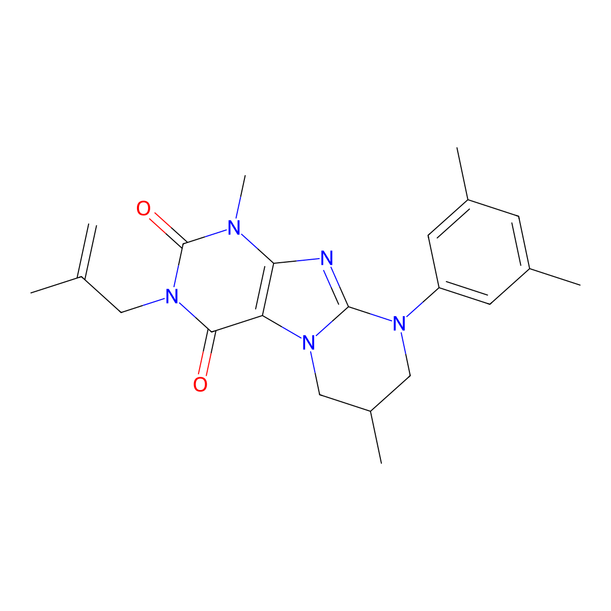 9-(3,5-dimethylphenyl)-1,7-dimethyl-3-(2-methylprop-2-enyl)-7,8-dihydro-6H-purino[7,8-a]pyrimidine-2,4-dione molecular structure, CAS 846027-03-0