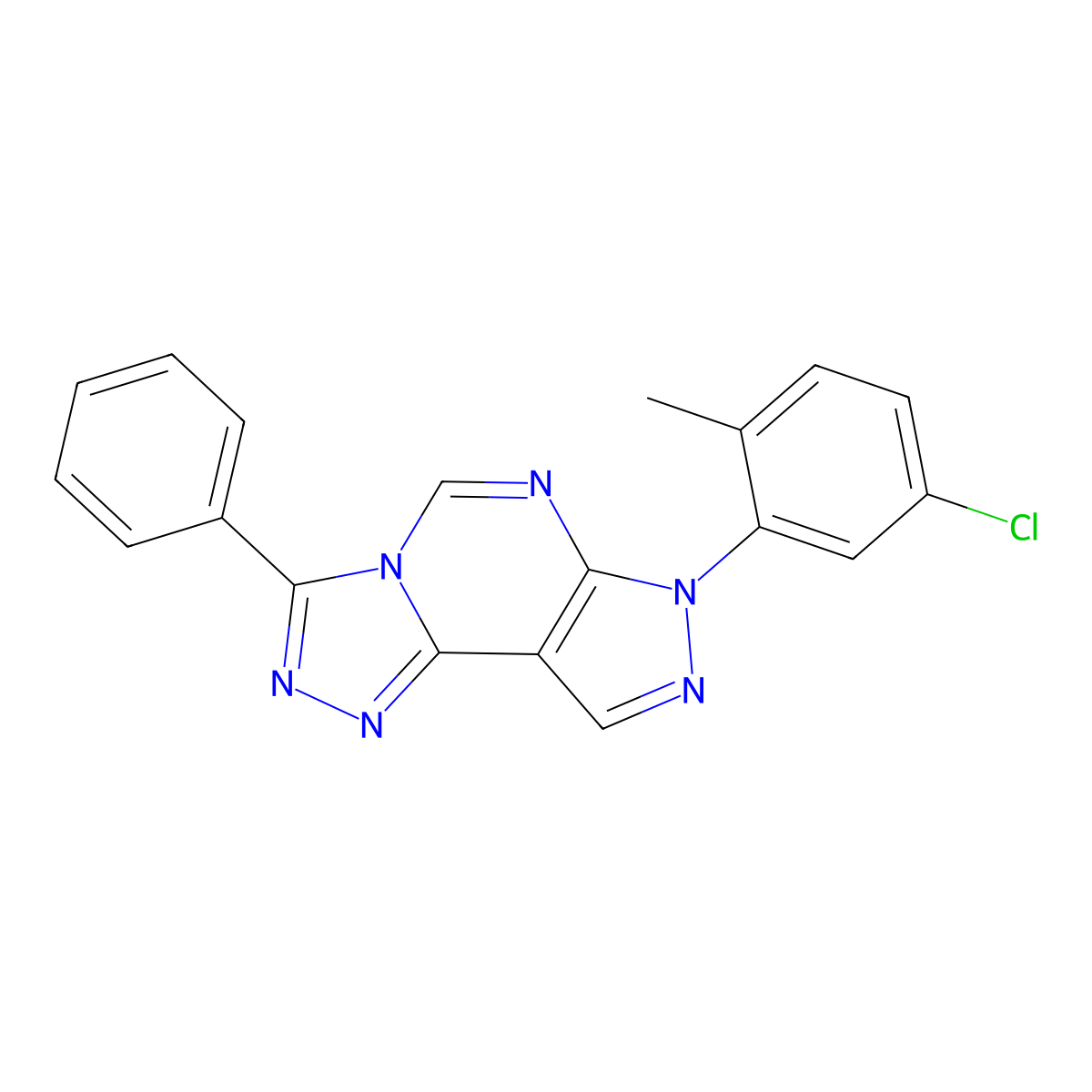 7-(5-chloro-2-methylphenyl)-3-phenyl-7H-pyrazolo[4,3-e][1,2,4]triazolo[4,3-c]pyrimidine molecular structure, CAS 846027-90-5