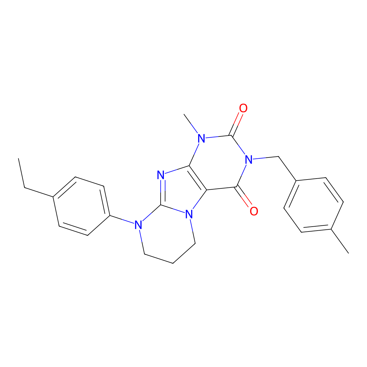 9-(4-ethylphenyl)-1-methyl-3-[(4-methylphenyl)methyl]-7,8-dihydro-6H-purino[7,8-a]pyrimidine-2,4-dione molecular structure, CAS 846028-01-1
