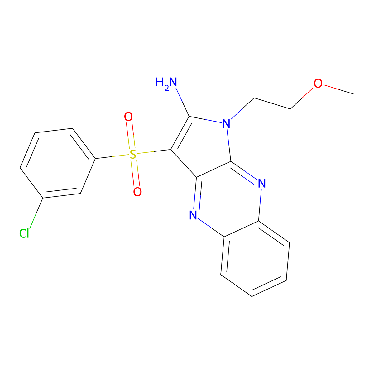 3-((3-chlorophenyl)sulfonyl)-1-(2-methoxyethyl)-1H-pyrrolo[2,3-b]quinoxalin-2-amine molecular structure, CAS 846028-39-5