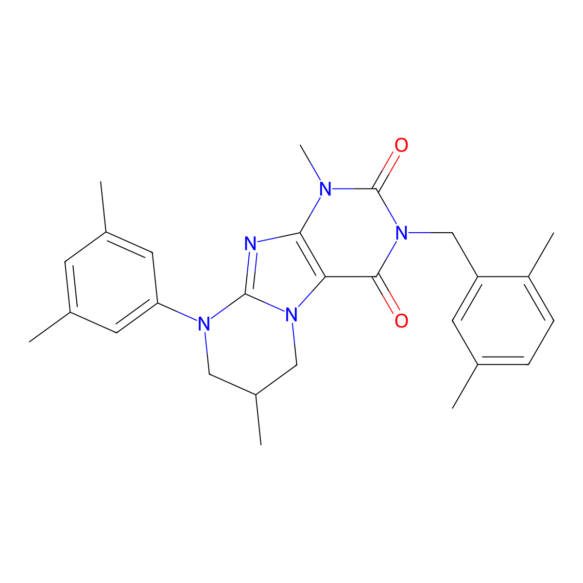 9-(3,5-dimethylphenyl)-3-[(2,5-dimethylphenyl)methyl]-1,7-dimethyl-7,8-dihydro-6H-purino[7,8-a]pyrimidine-2,4-dione molecular structure, CAS 846028-66-8