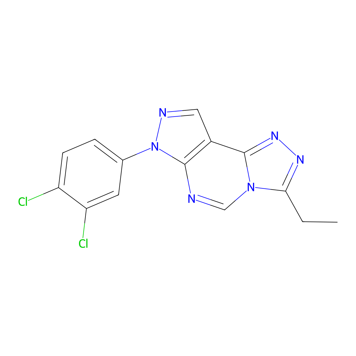 7-(3,4-dichlorophenyl)-3-ethyl-7H-pyrazolo[4,3-e][1,2,4]triazolo[4,3-c]pyrimidine molecular structure, CAS 846028-77-1