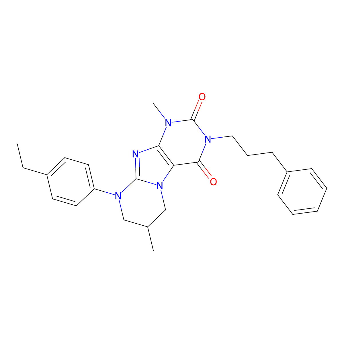 9-(4-ethylphenyl)-1,7-dimethyl-3-(3-phenylpropyl)-7,8-dihydro-6H-purino[7,8-a]pyrimidine-2,4-dione molecular structure, CAS 846028-88-4