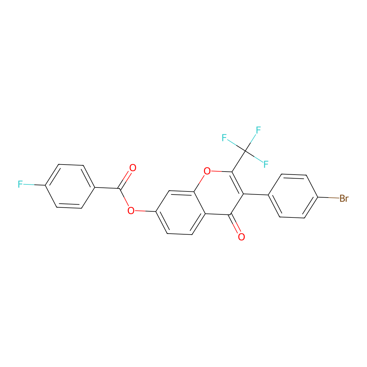 3-(4-bromophenyl)-4-oxo-2-(trifluoromethyl)-4H-chromen-7-yl 4-fluorobenzoate molecular structure, CAS 846029-44-5