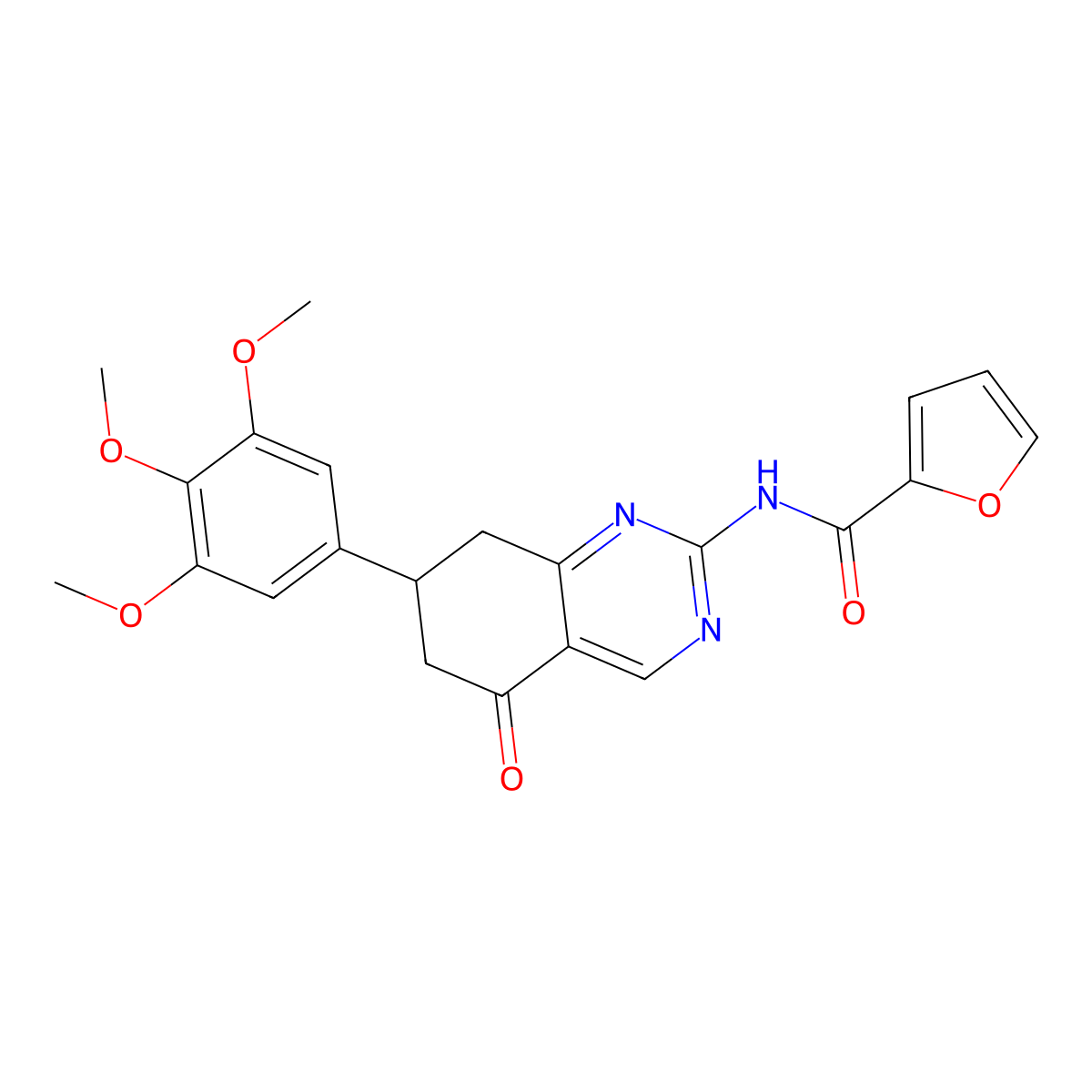 N-(5-oxo-7-(3,4,5-trimethoxyphenyl)-5,6,7,8-tetrahydroquinazolin-2-yl)furan-2-carboxamide molecular structure, CAS 846029-48-9