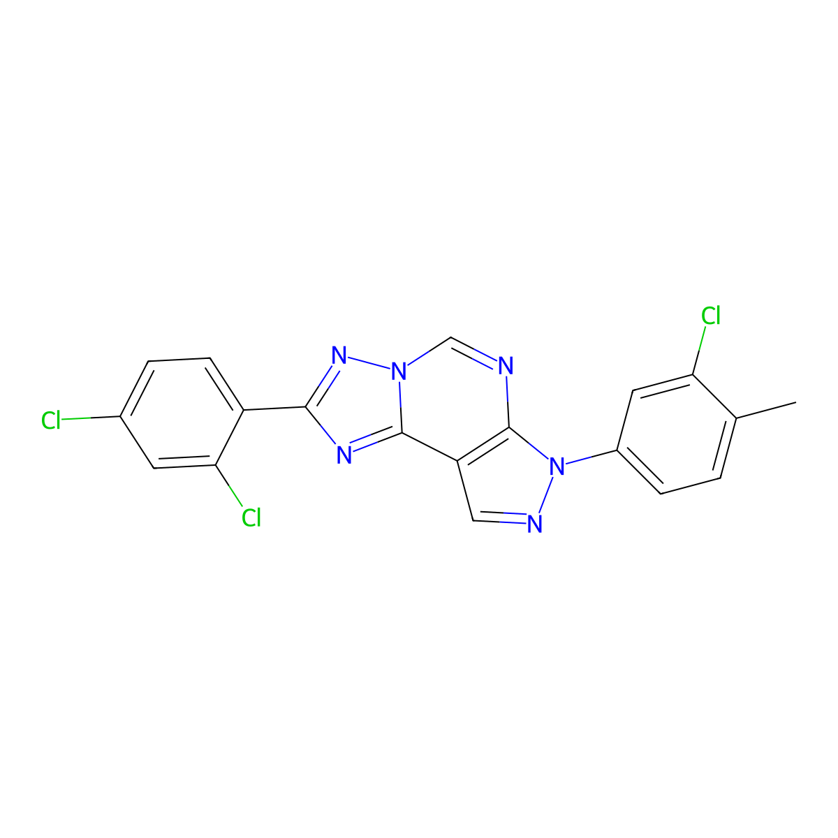 7-(3-chloro-4-methylphenyl)-2-(2,4-dichlorophenyl)-7H-pyrazolo[4,3-e][1,2,4]triazolo[1,5-c]pyrimidine molecular structure, CAS 846029-92-3