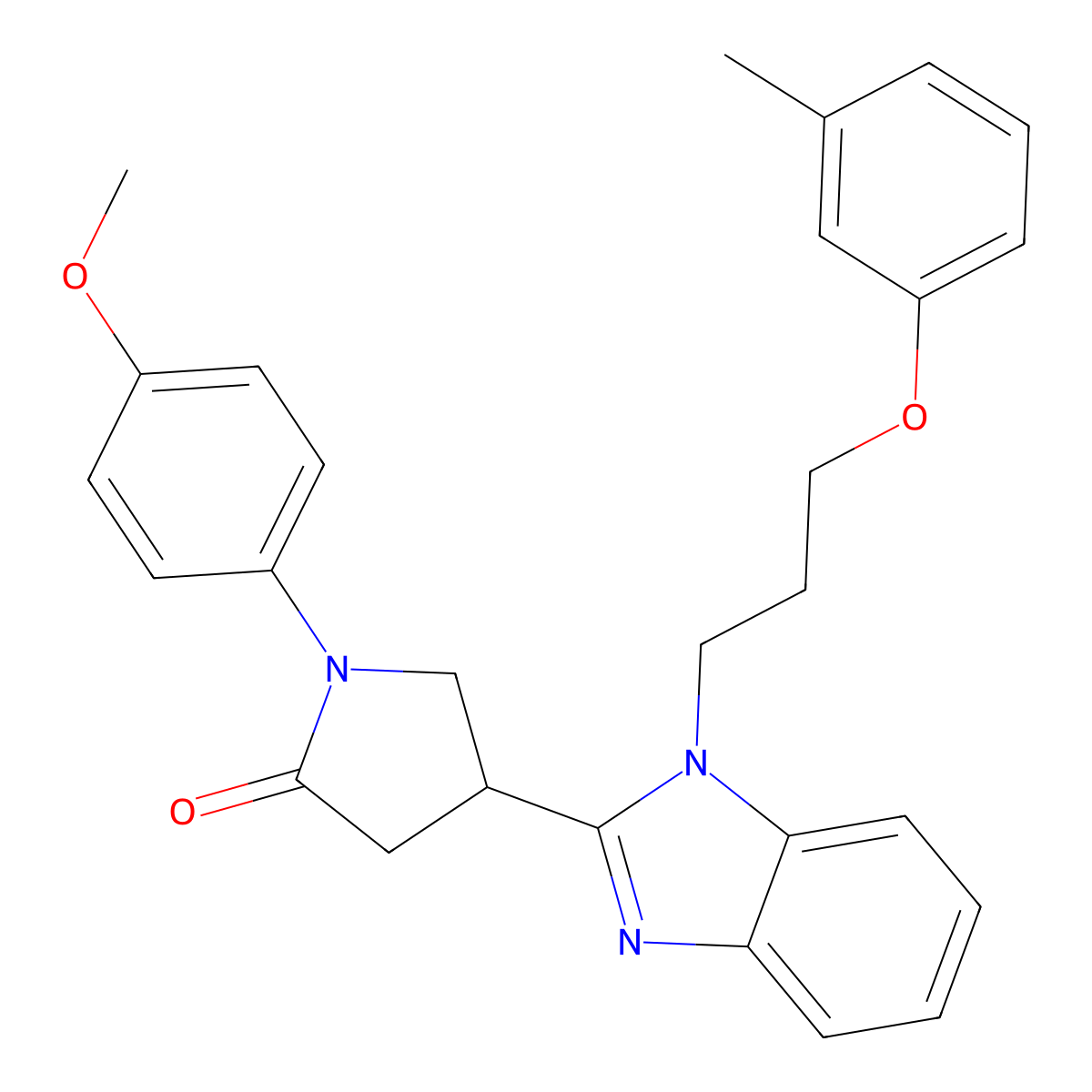 1-(4-methoxyphenyl)-4-(1-(3-(m-tolyloxy)propyl)-1H-benzo[d]imidazol-2-yl)pyrrolidin-2-one molecular structure, CAS 846030-08-8