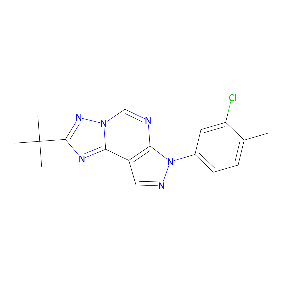 2-tert-butyl-7-(3-chloro-4-methylphenyl)-7H-pyrazolo[4,3-e][1,2,4]triazolo[1,5-c]pyrimidine molecular structure, CAS 846030-74-8