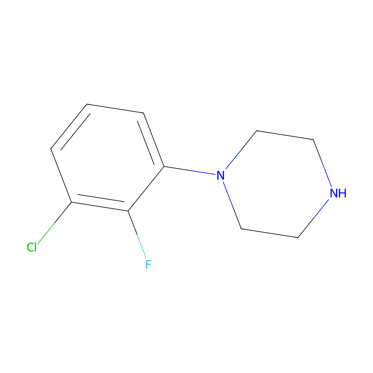 1-(3-Chloro-2-fluorophenyl)piperazine molecular structure, CAS 846031-34-3