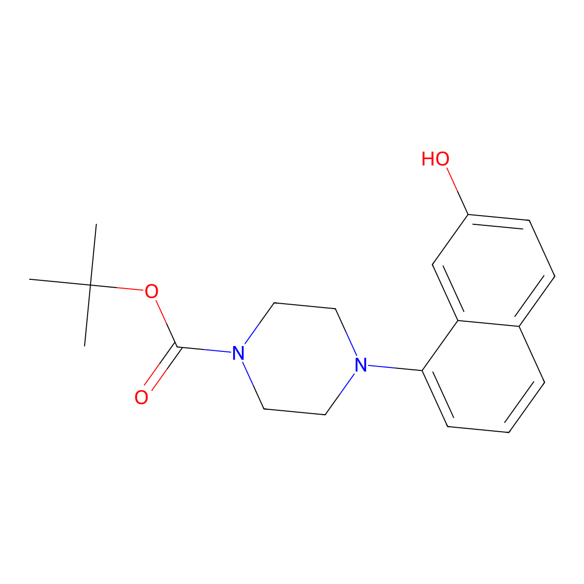 Tert-butyl 4-(7-hydroxynaphthalen-1-yl)piperazine-1-carboxylate molecular structure, CAS 846033-00-9