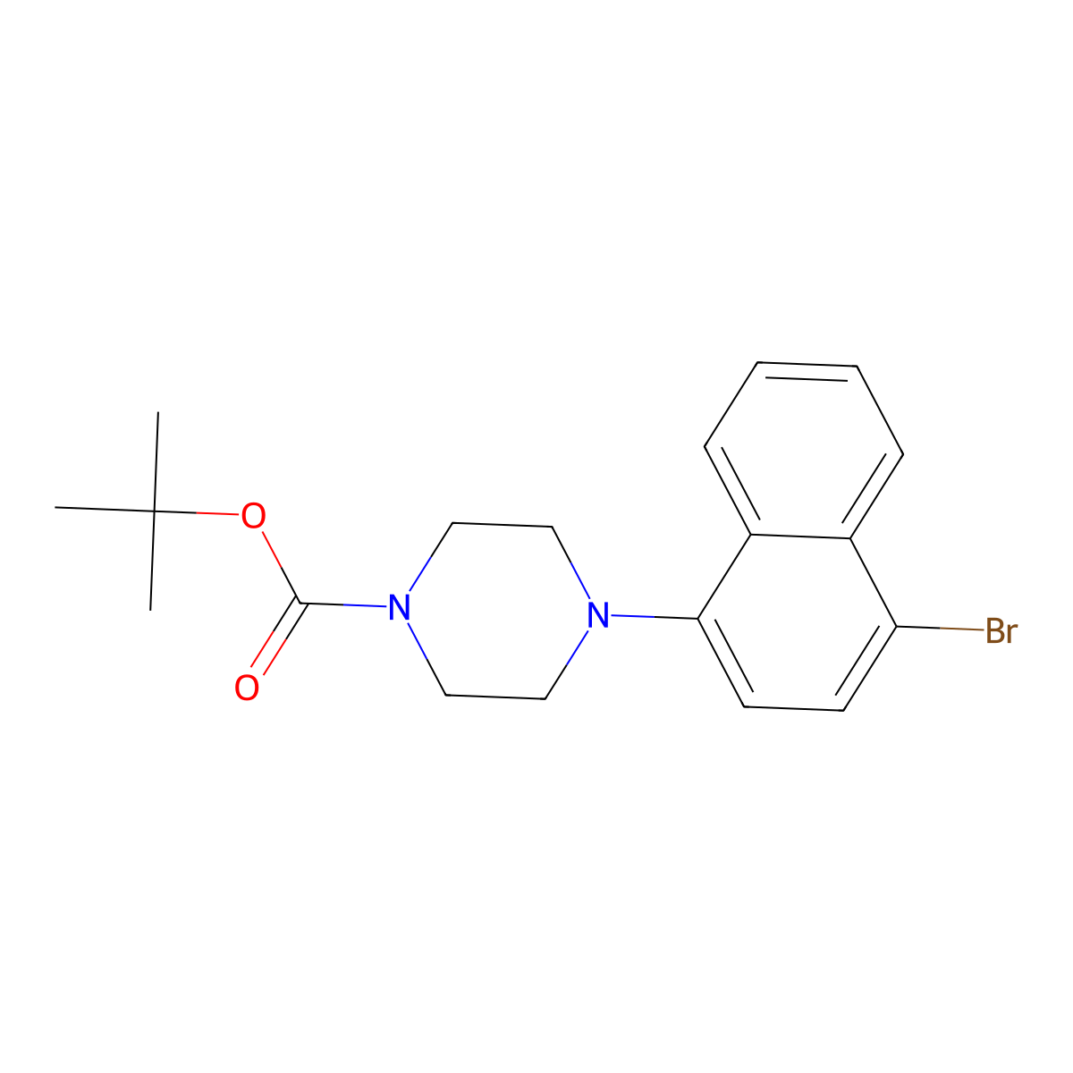 Tert-butyl 4-(4-bromonaphthalen-1-yl)piperazine-1-carboxylate molecular structure, CAS 846033-28-1