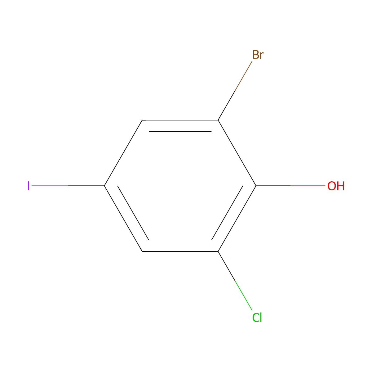 2-Bromo-6-chloro-4-iodophenol molecular structure, CAS 846040-36-6