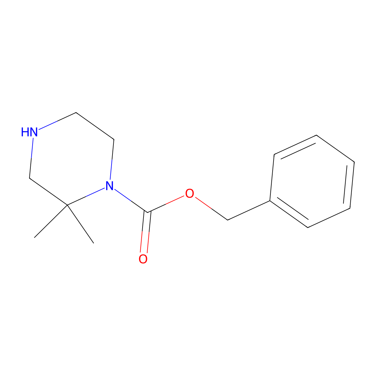 Benzyl 2,2-dimethylpiperazine-1-carboxylate molecular structure, CAS 846052-89-9