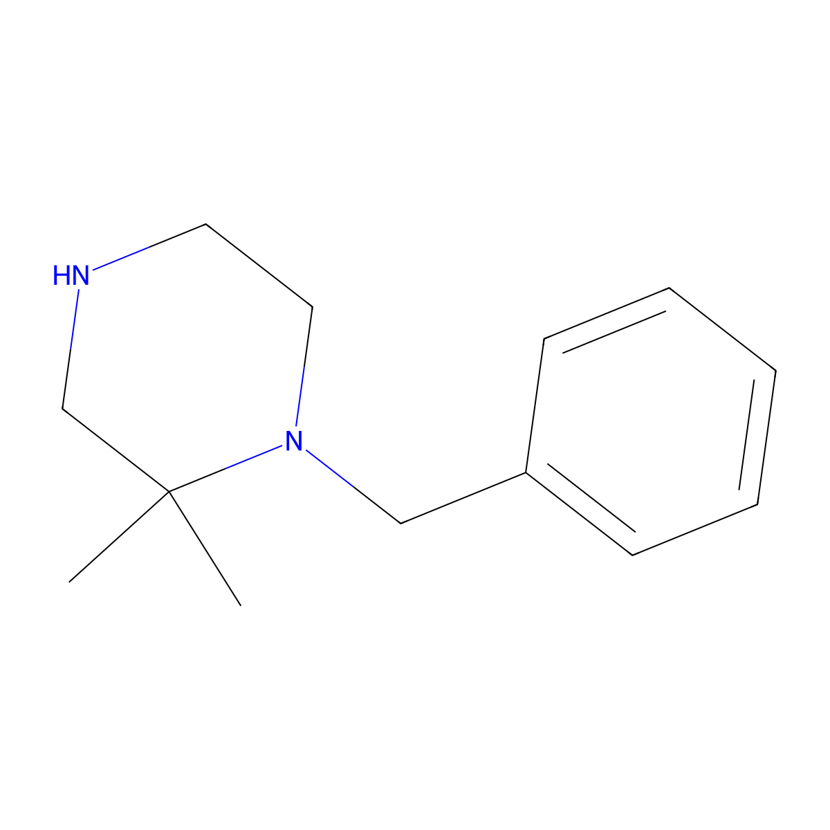 2,2-Dimethyl-1-(phenylmethyl)piperazine molecular structure, CAS 846052-91-3