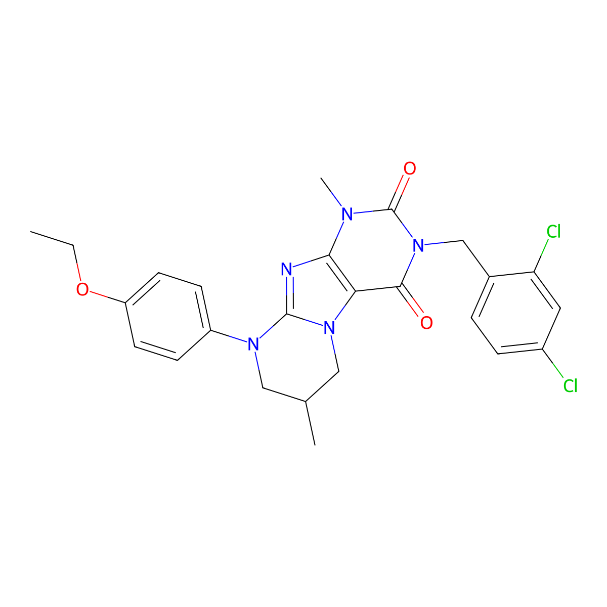 3-[(2,4-dichlorophenyl)methyl]-9-(4-ethoxyphenyl)-1,7-dimethyl-7,8-dihydro-6H-purino[7,8-a]pyrimidine-2,4-dione molecular structure, CAS 846061-43-6