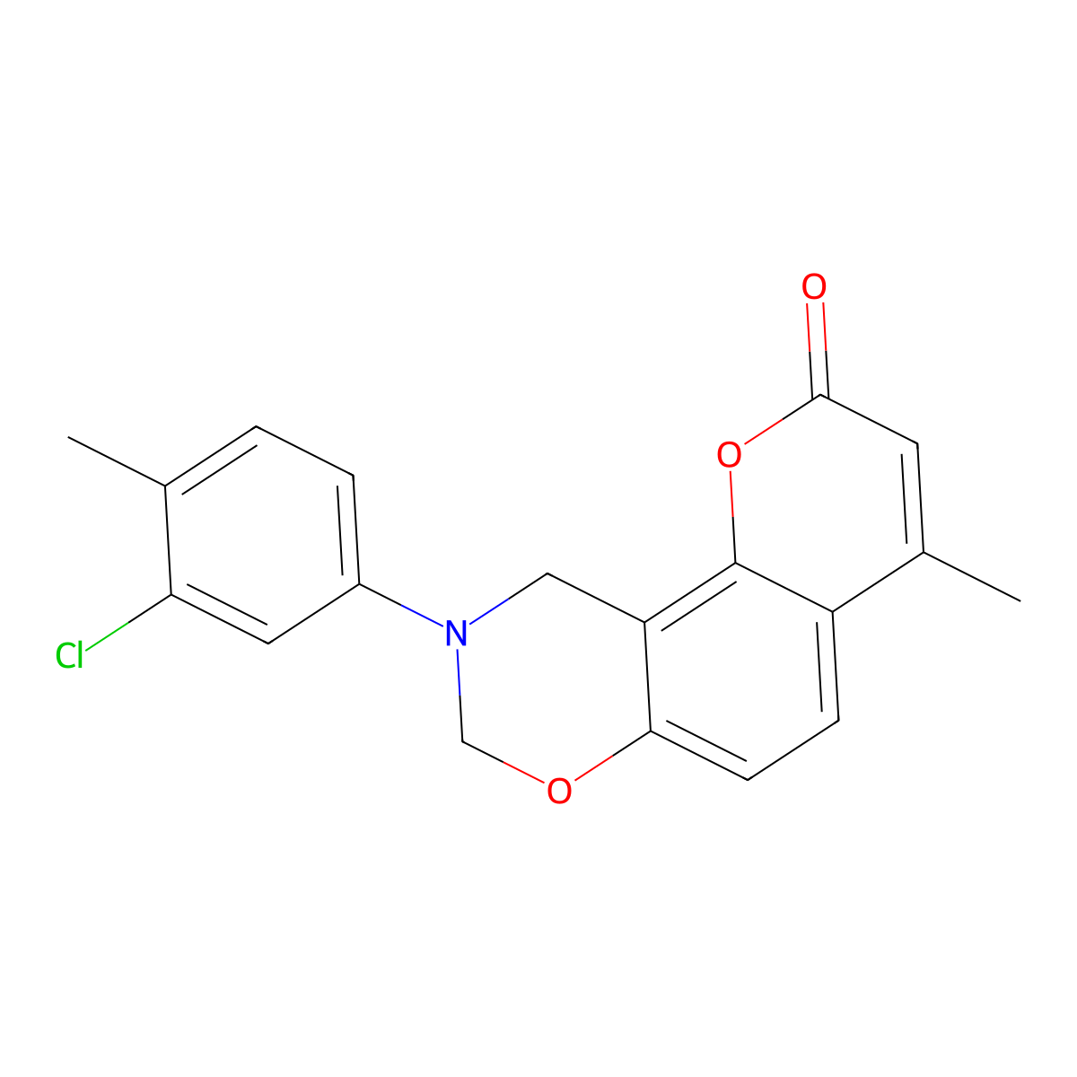 9-(3-chloro-4-methylphenyl)-4-methyl-9,10-dihydro-2H,8H-chromeno[8,7-e][1,3]oxazin-2-one molecular structure, CAS 846061-77-6