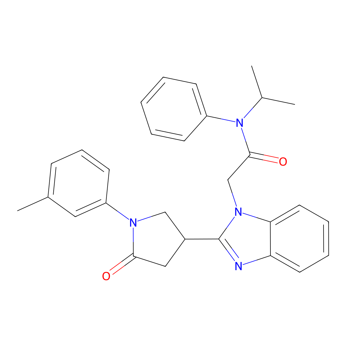 2-{2-[1-(3-methylphenyl)-5-oxopyrrolidin-3-yl]-1H-1,3-benzodiazol-1-yl}-N-phenyl-N-(propan-2-yl)acetamide molecular structure, CAS 846062-17-7