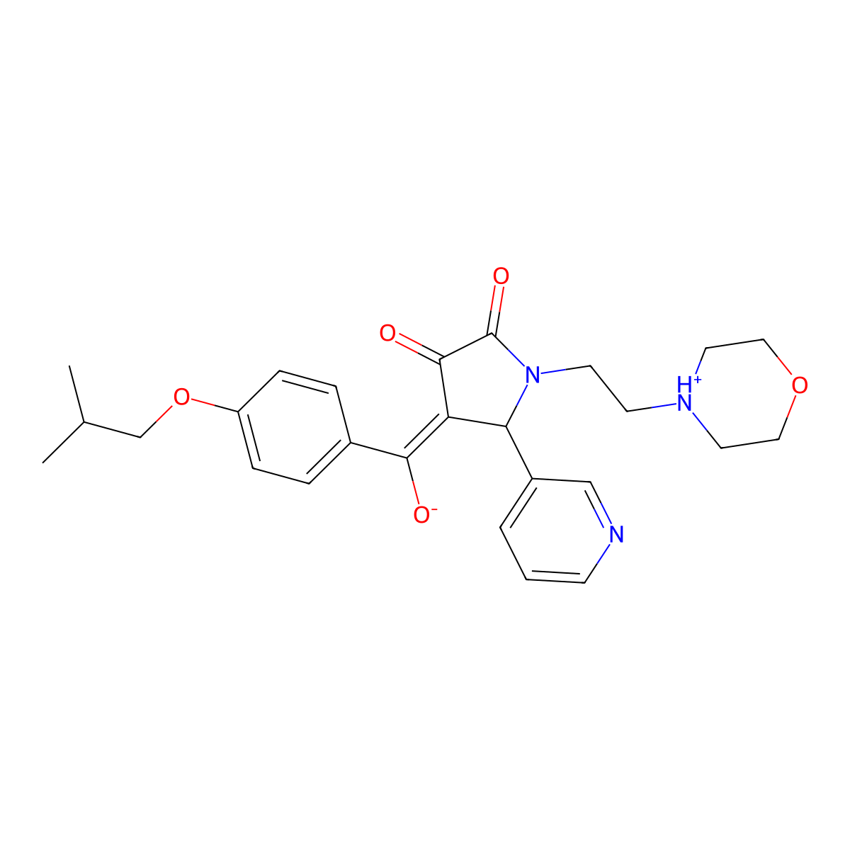 3-hydroxy-4-[4-(2-methylpropoxy)benzoyl]-1-[2-(morpholin-4-yl)ethyl]-5-(pyridin-3-yl)-2,5-dihydro-1H-pyrrol-2-one molecular structure, CAS 846062-86-0