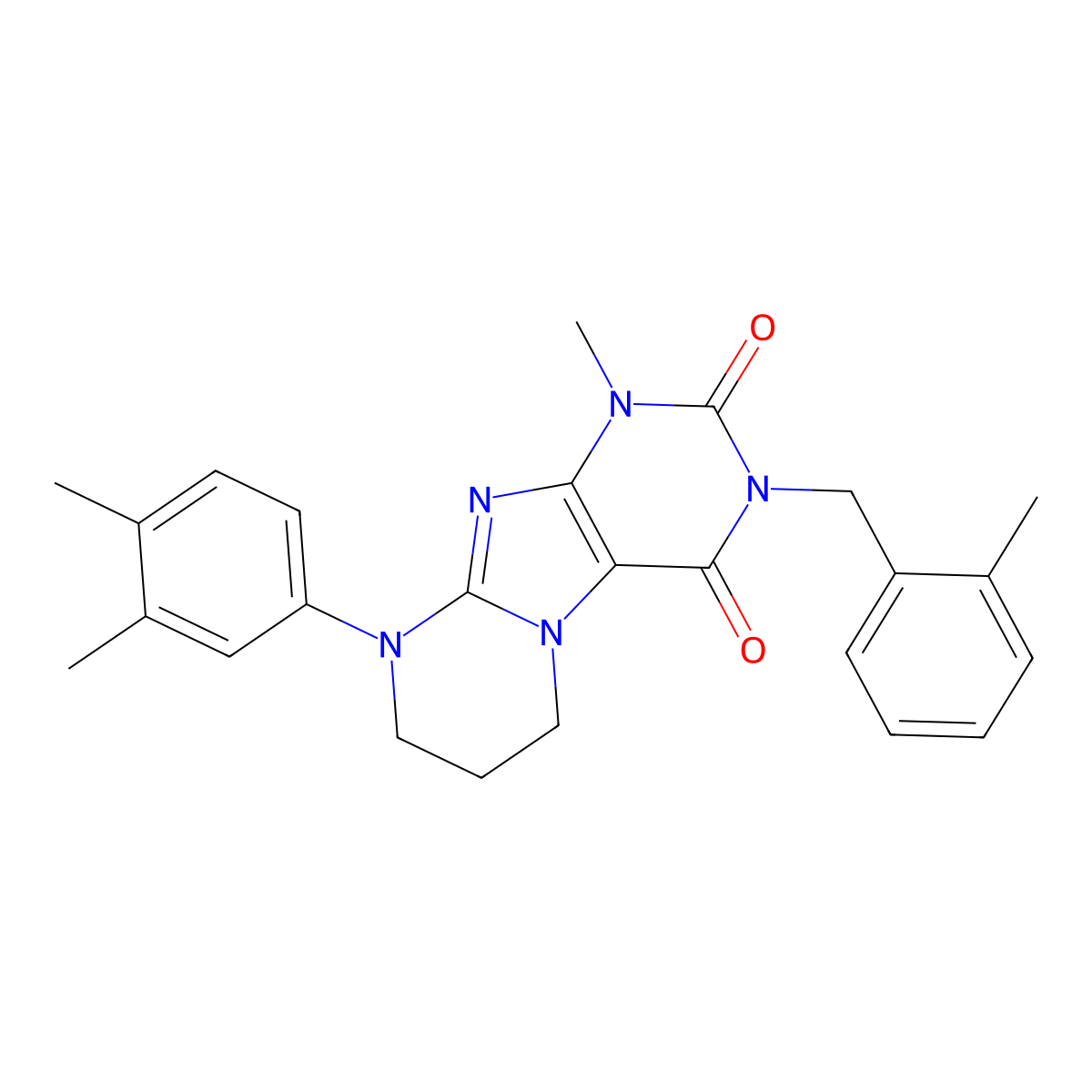 9-(3,4-dimethylphenyl)-1-methyl-3-[(2-methylphenyl)methyl]-7,8-dihydro-6H-purino[7,8-a]pyrimidine-2,4-dione molecular structure, CAS 846063-17-0