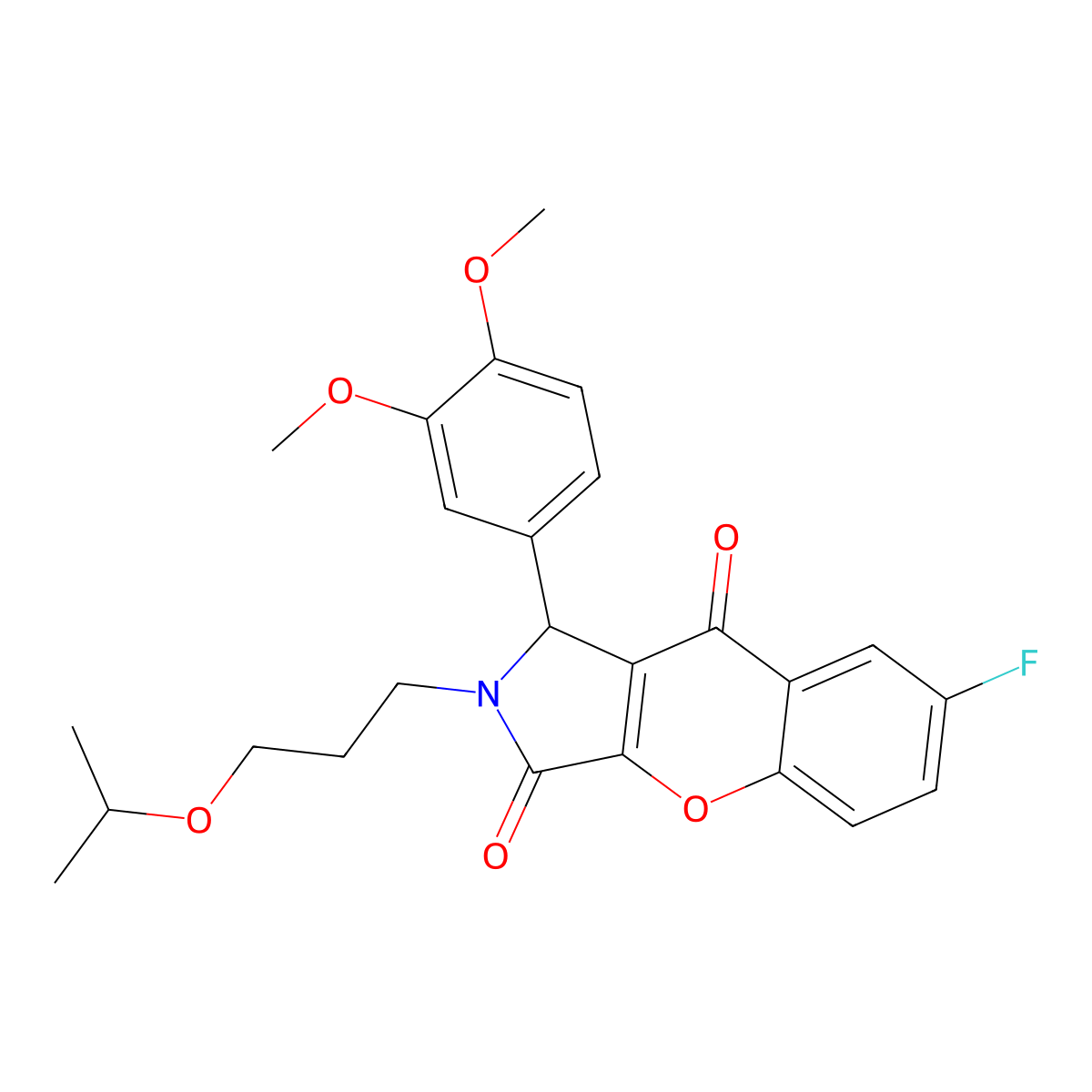 1-(3,4-Dimethoxyphenyl)-7-fluoro-2-(3-isopropoxypropyl)-1,2-dihydrochromeno[2,3-c]pyrrole-3,9-dione molecular structure, CAS 846063-58-9