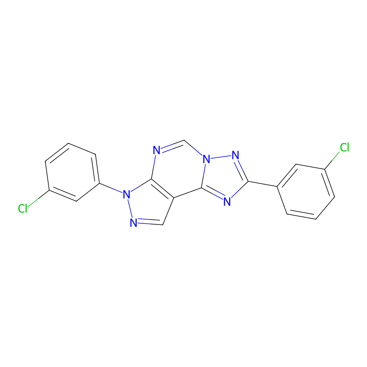 2,7-bis(3-chlorophenyl)-7H-pyrazolo[4,3-e][1,2,4]triazolo[1,5-c]pyrimidine molecular structure, CAS 846063-88-5