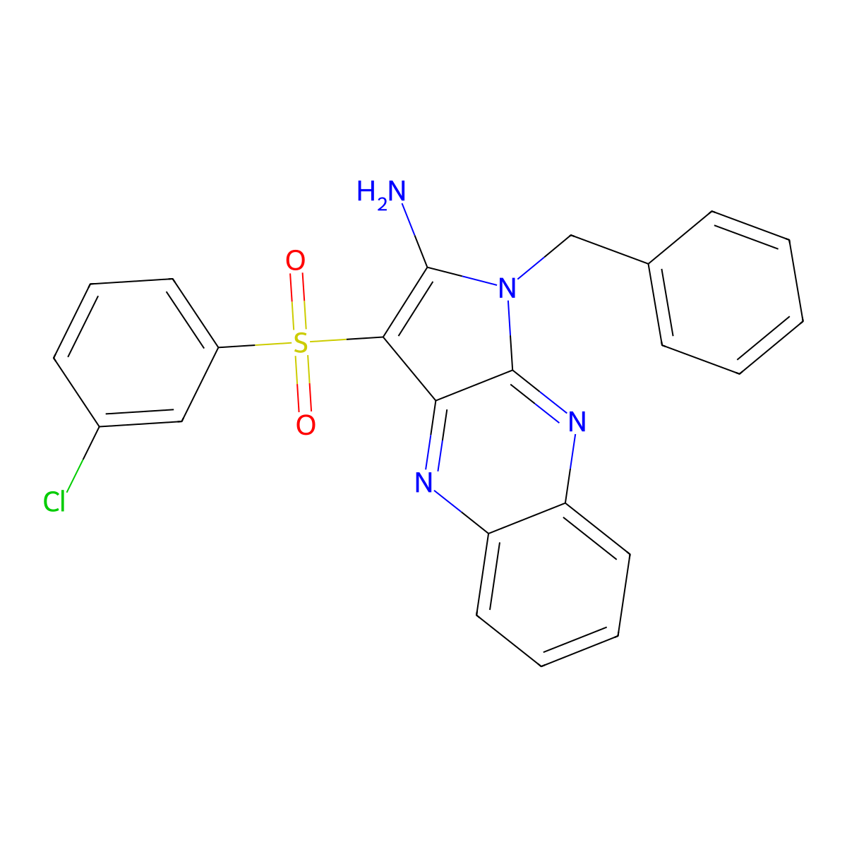 1-benzyl-3-[(3-chlorophenyl)sulfonyl]-1H-pyrrolo[2,3-b]quinoxalin-2-amine molecular structure, CAS 846064-32-2