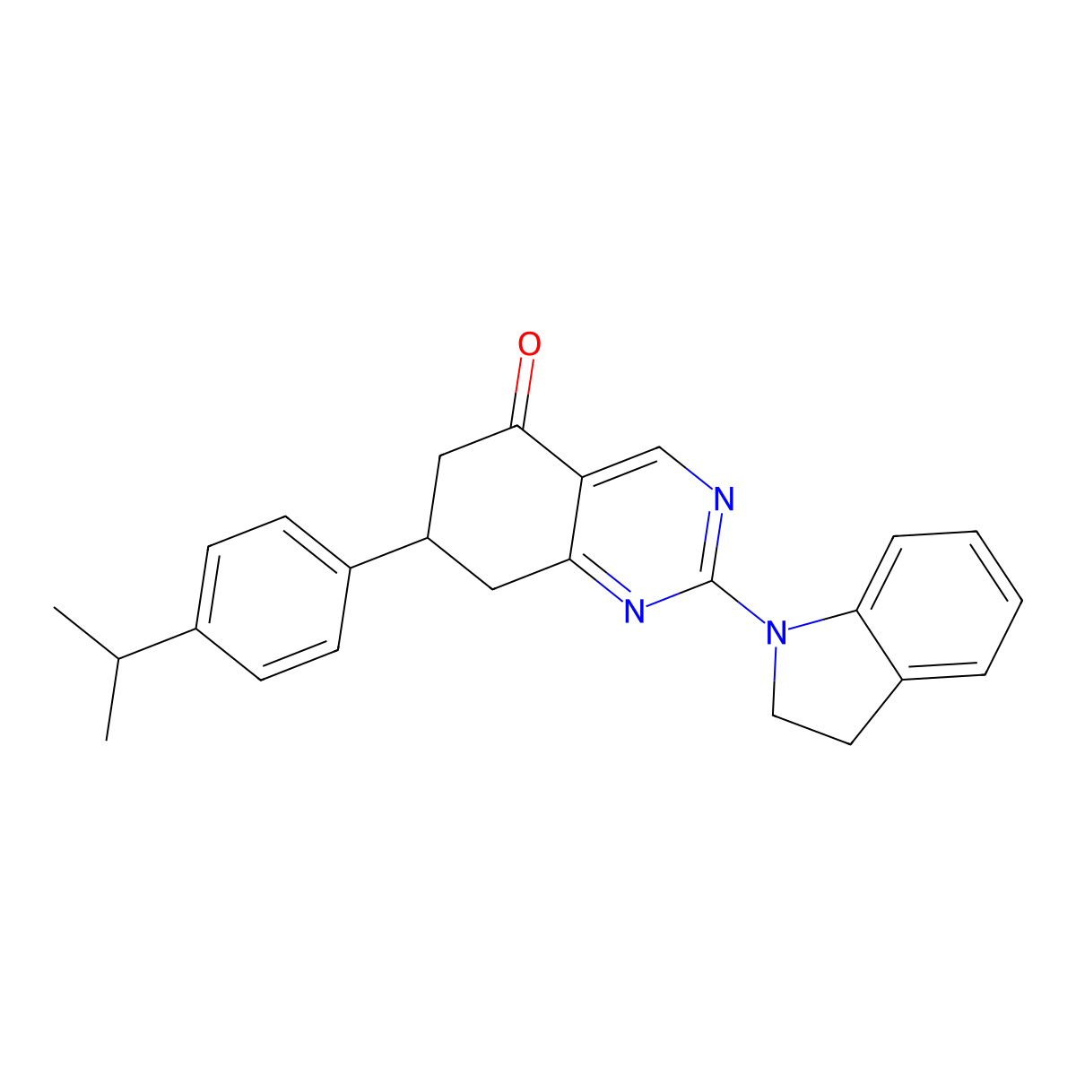2-(2,3-dihydro-1H-indol-1-yl)-7-[4-(propan-2-yl)phenyl]-7,8-dihydroquinazolin-5(6H)-one molecular structure, CAS 846064-62-8