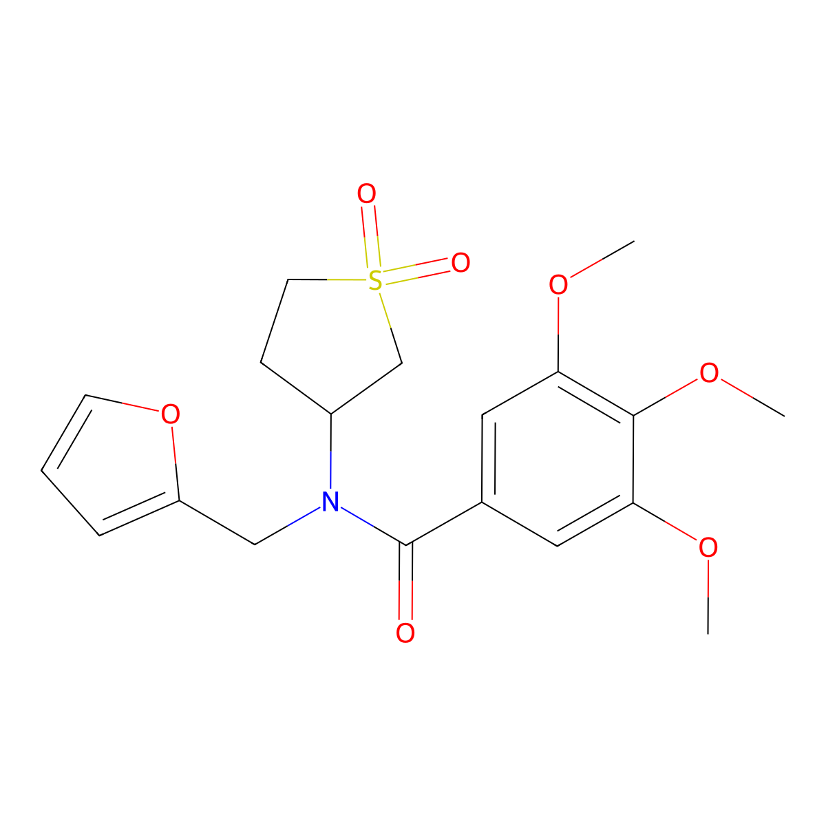 N-(1,1-dioxidotetrahydrothiophen-3-yl)-N-(furan-2-ylmethyl)-3,4,5-trimethoxybenzamide molecular structure, CAS 846064-66-2