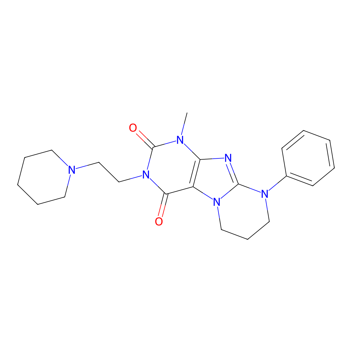 1-methyl-9-phenyl-3-(2-piperidin-1-ylethyl)-7,8-dihydro-6H-purino[7,8-a]pyrimidine-2,4-dione molecular structure, CAS 846064-92-4