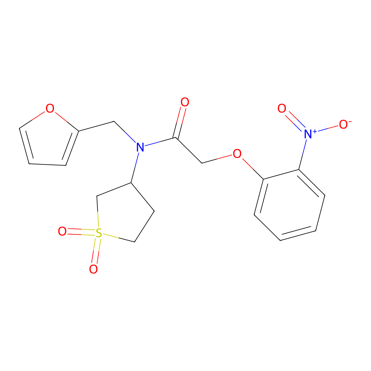 N-(1,1-dioxidotetrahydrothiophen-3-yl)-N-(furan-2-ylmethyl)-2-(2-nitrophenoxy)acetamide molecular structure, CAS 846065-30-3