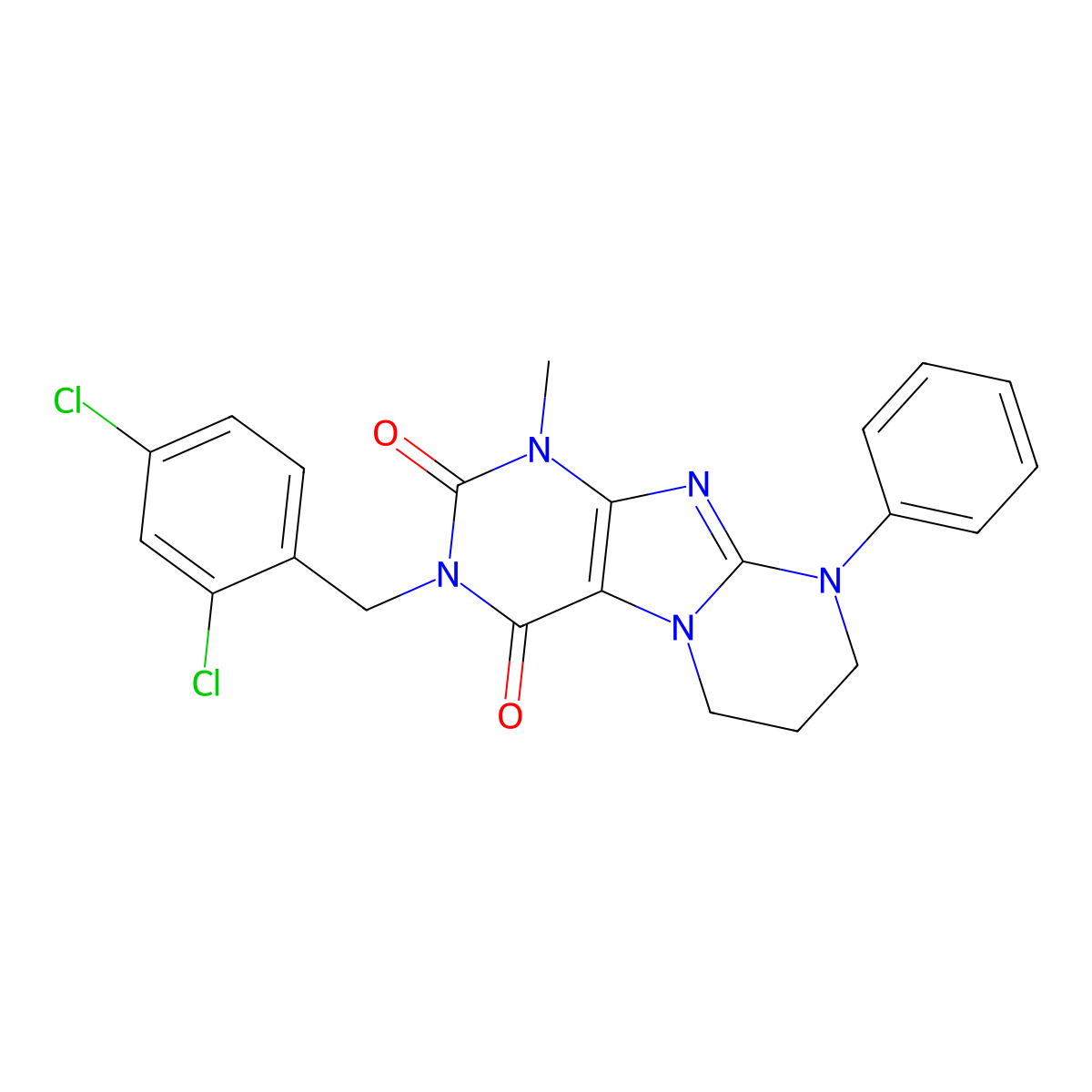 3-[(2,4-dichlorophenyl)methyl]-1-methyl-9-phenyl-7,8-dihydro-6H-purino[7,8-a]pyrimidine-2,4-dione molecular structure, CAS 846065-37-0